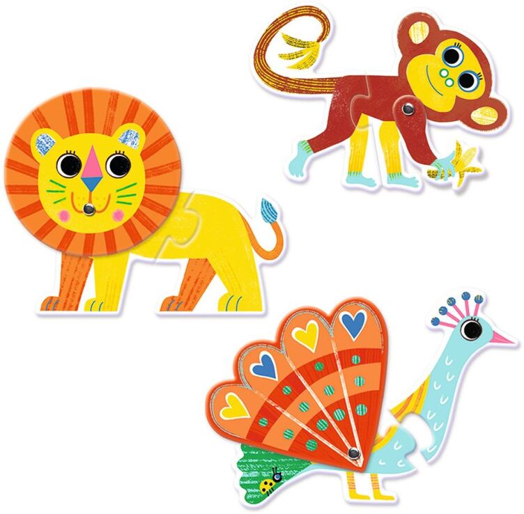 Djeco Παζλ Duo Ζώα Της Ζούγκλας Με Κίνηση (176-08262) (3)