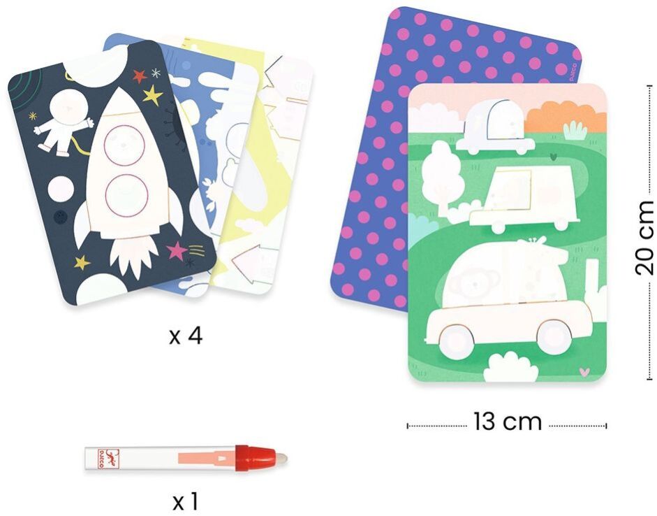 Djeco Ζωγραφική Με Μαρκαδόρο Με Νερό-Οχήματα (176-09074) (2)