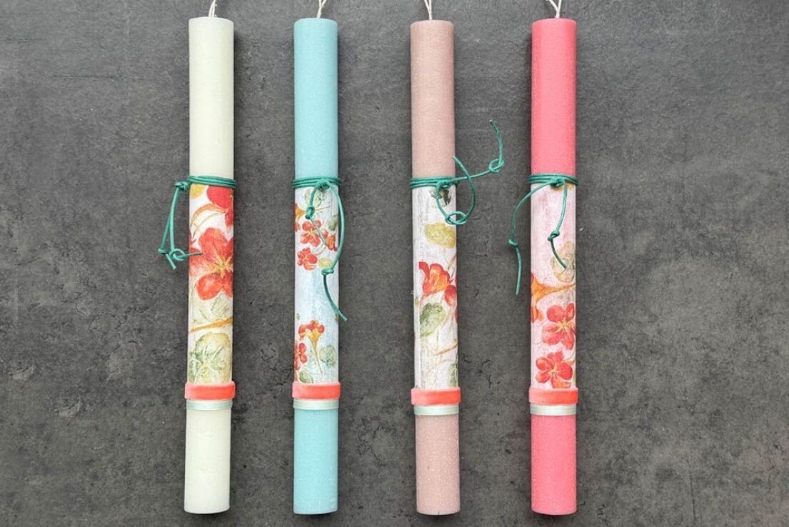 Λαμπάδα Ντεκουπάζ Λουλούδια Κόκκινα-4 Σχέδια (961-184-0108) (0)