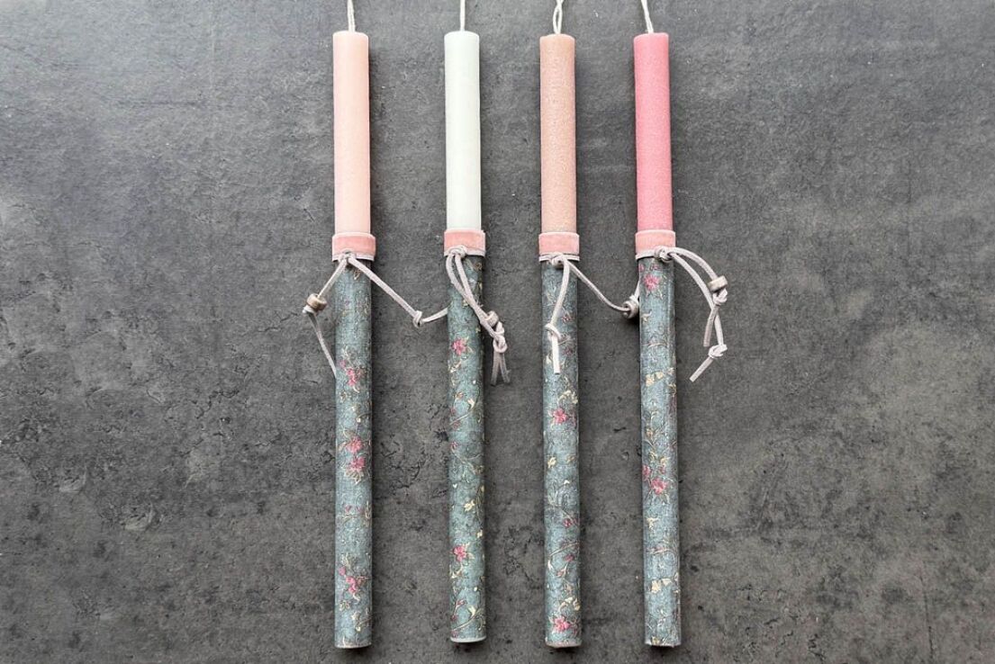 Λαμπάδα Ντεκουπάζ Floral Λαδί-Φούξια-4 Σχέδια (921-184-0111) (0)