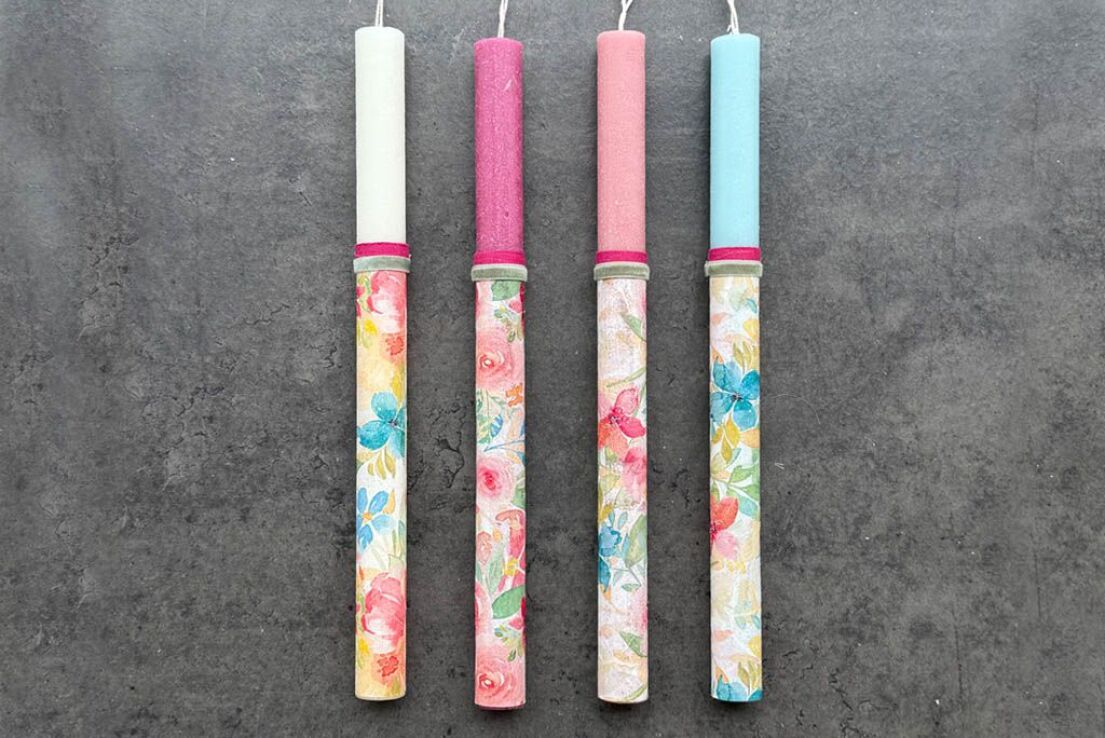 Λαμπάδα Ντεκουπάζ Λουλούδια Πολύχρωμα-4 Σχέδια (991-196-0016) (0)