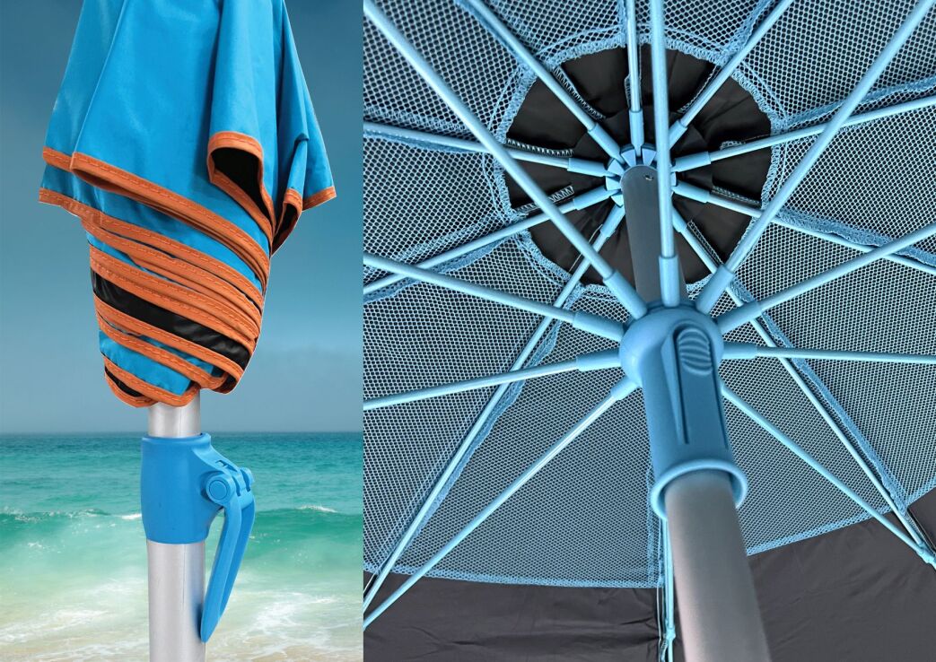 Ομπρέλα Ηλίου Maui 220/10-Σκελετός Αλουμινίου Αντιανεμική 29/32mm Polyester-Ultra Light - BlackOut UPF +50 (1947) (1)