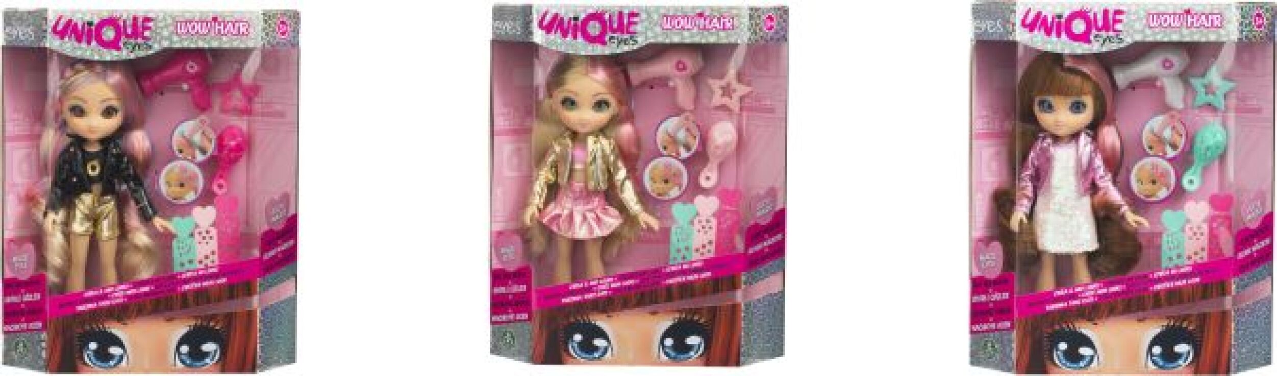 Unique Eyes Κούκλα Wow Hair-3 Σχέδια (MYM08000) (2)