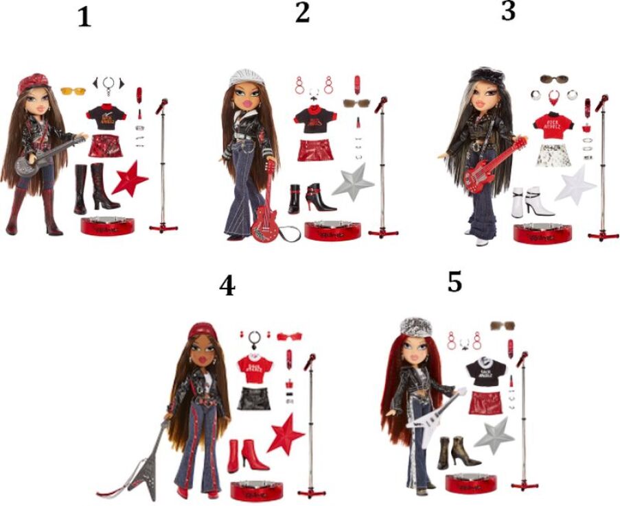 Bratz Κούκλα Rock Angelz-5 Σχέδια (577775 EUC) (1)