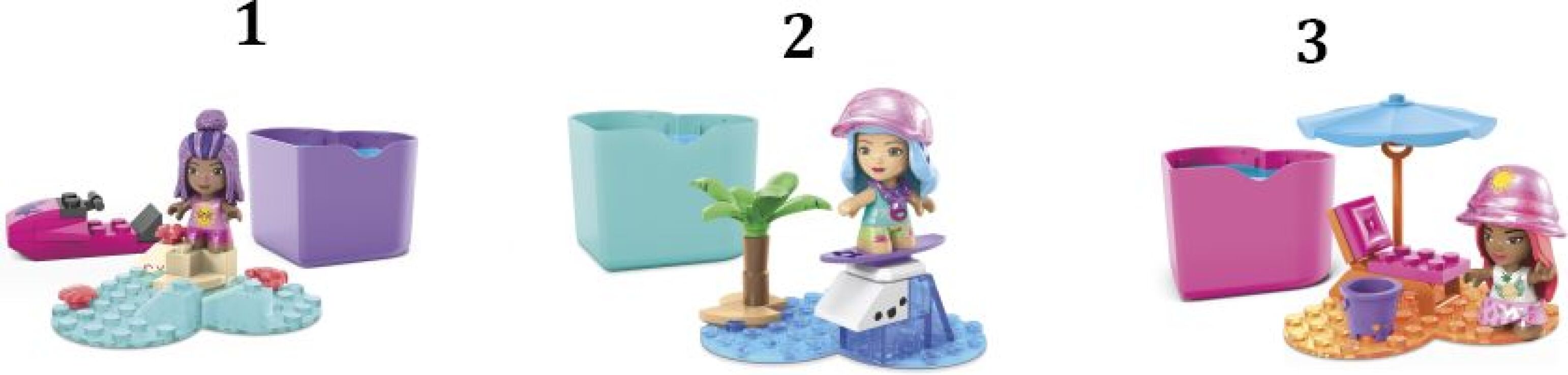 F.P. Mega Bloks Barbie Color Reveal Φιγούρα Με Αξεσουάρ-3 Σχέδια (HHP85) (1)