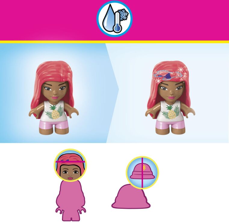 F.P. Mega Bloks Barbie Color Reveal Φιγούρα Με Αξεσουάρ-3 Σχέδια (HHP85) (5)