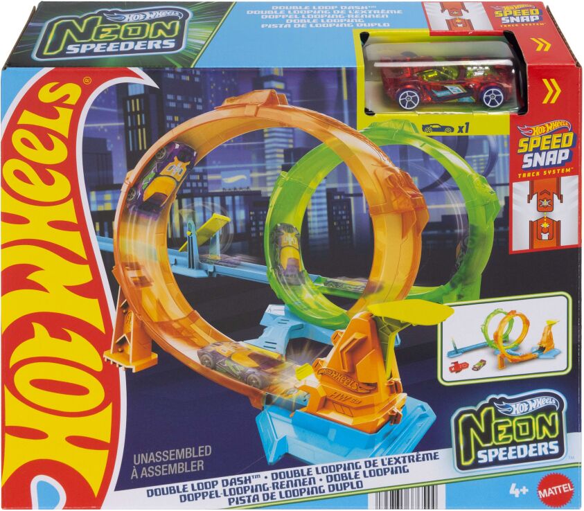 Hot Wheels Πίστα Neon Speeders Double Loop Lash (JMG49) (1)