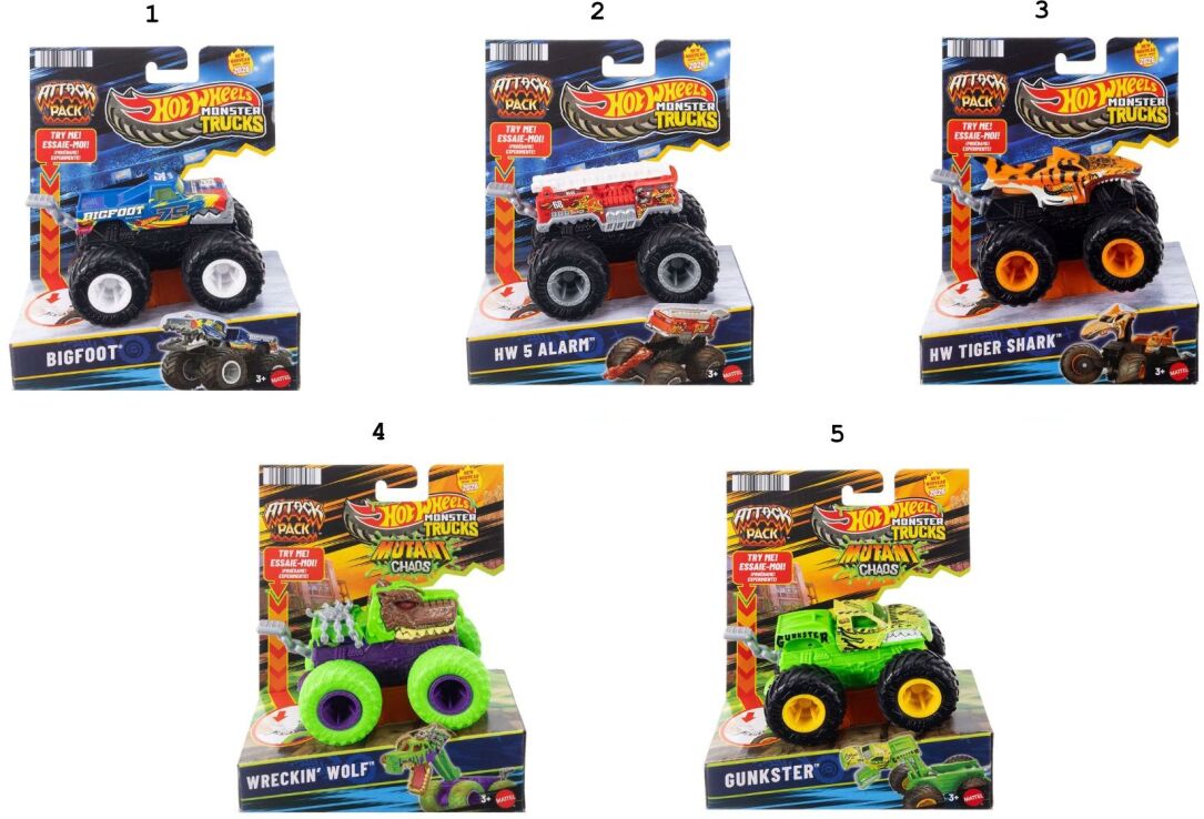 Hot Wheels Monster Trucks Οχήματα-Attack Pack-5 Σχέδια (JMK92) (1)