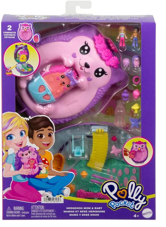 Polly Pocket Polly Mini-Τσαντάκι Trendy Μαμά Σκαντζόχοιρος & Σκαντζοχοιράκι (JBJ91) (1)