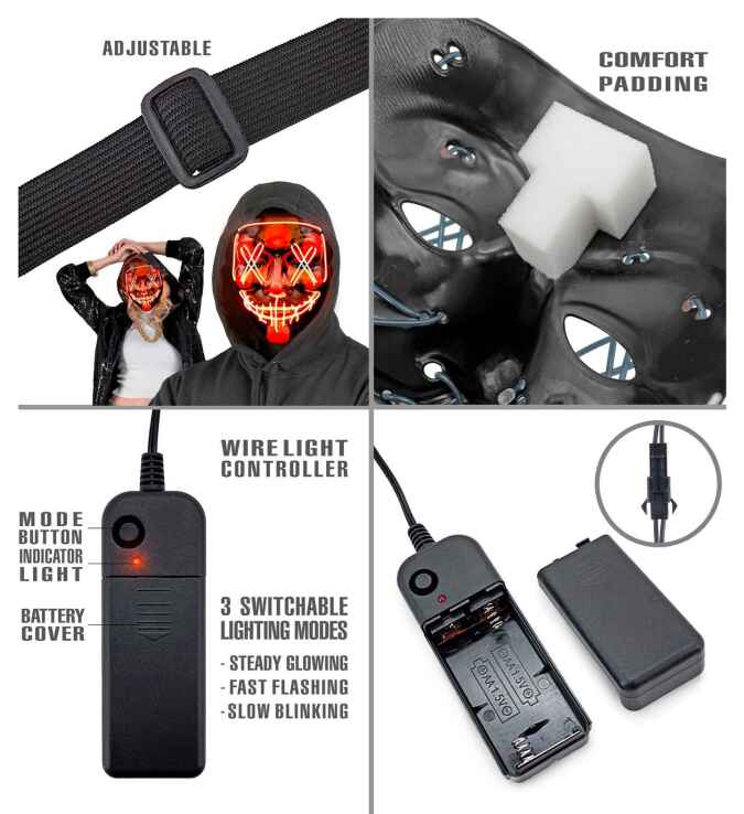 WM Μάσκα Red Led Scary (30330) (2)