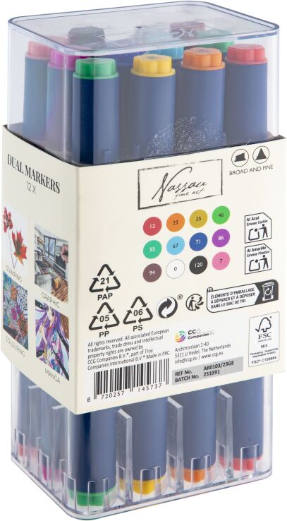 CCG Nassau Μαρκαδόροι Διπλοί 12Τμχ (AR0103/23GE) (1)