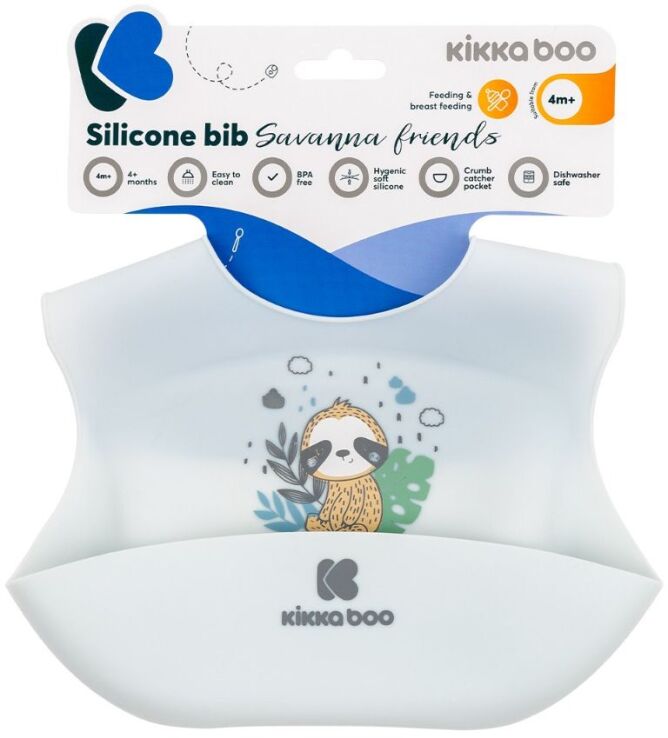 Kikkaboo Σαλιάρα Σιλικόνης Savanna Friends Blue (31303030027) (1)