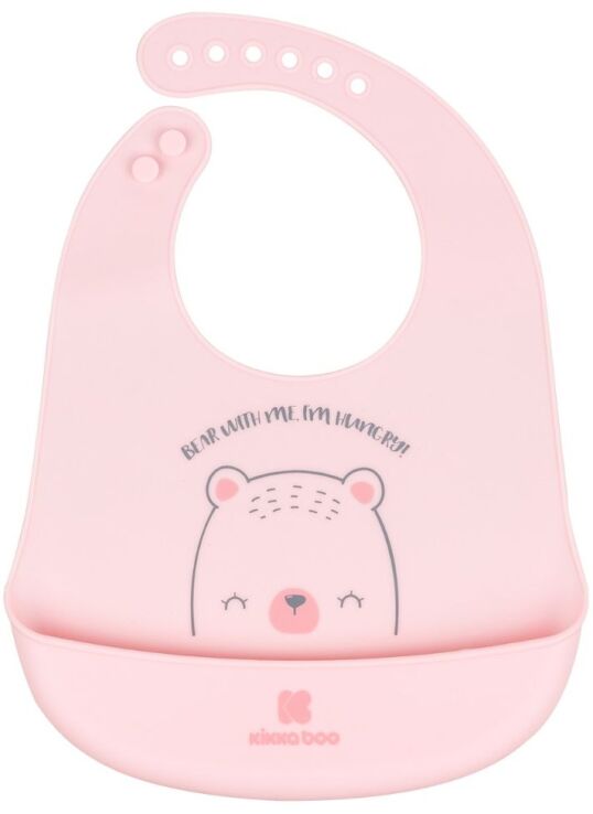 Kikkaboo Σαλιάρα Σιλικόνης Bear With Me Pink (31303030042) (0)
