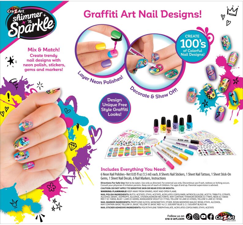 Cra-Z-Art Shimmer'N Sparkle Σετ Νυχιών Neon Nail Time (65699) (5)