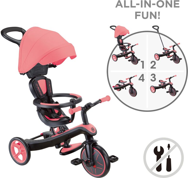 Globber Τρίκυκλο Trike Explorer 4 In 1 Coral Pink (634-110) (4)