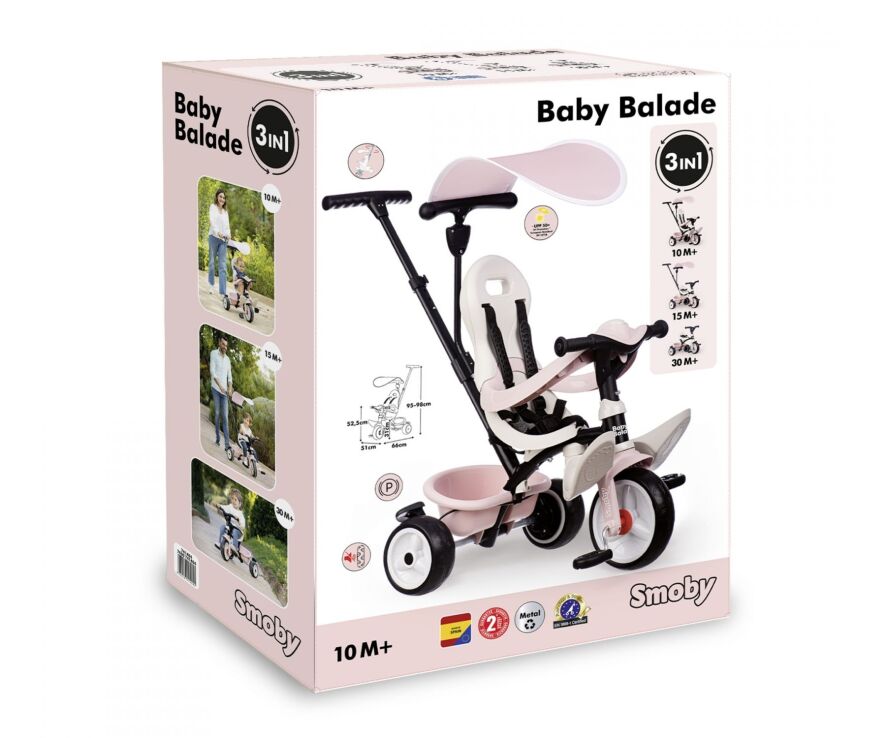Smoby Pico Baby Balade Τρίκυκλο Pink (741404) (1)