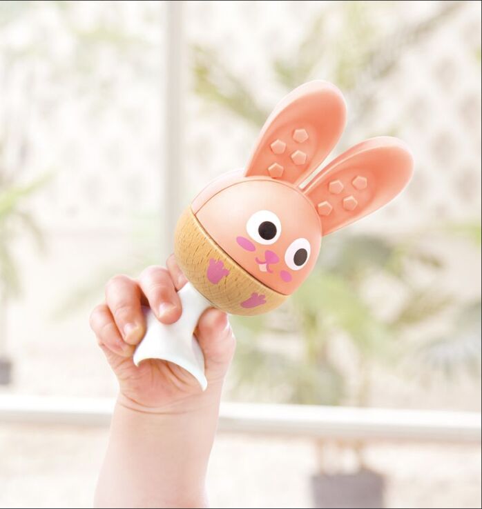 Hape Early Explorer Ξύλινη Κουδουνίστρα Ζωάκια Cheery Critter Rattle (E0123) (1)