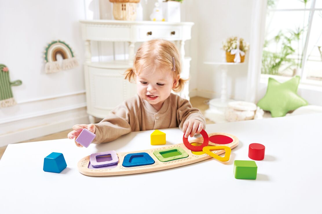 Hape Happy Puzzles Ξύλινο Παζλ Γεωμετρικά Σχήματα & Χρώματα (E1666) (2)