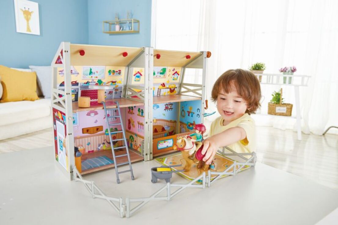 Hape Happy Family Ξύλινος Στάβλος Pony Club (E3409A) (6)