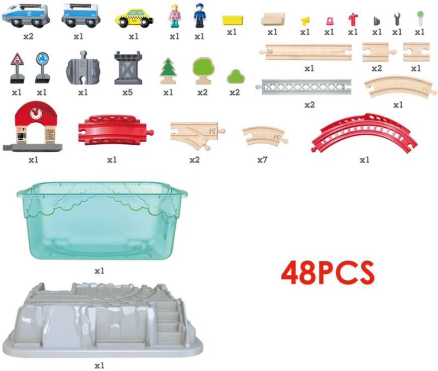 Hape Railway Ξύλινος Σιδηρόδρομος City Bucket Set (E3771A) (1)