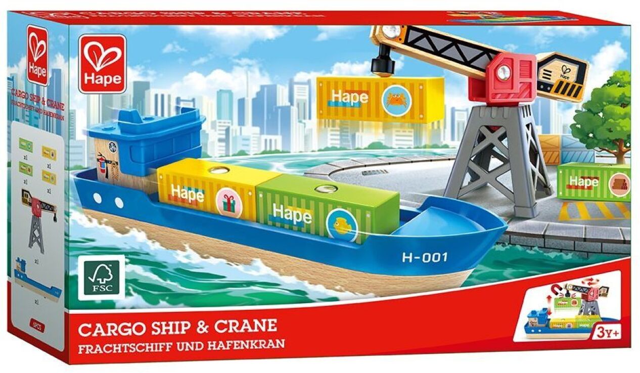 Hape Railway Ξύλινο Cargo Πλοίο & Γερανός (E3792A) (1)