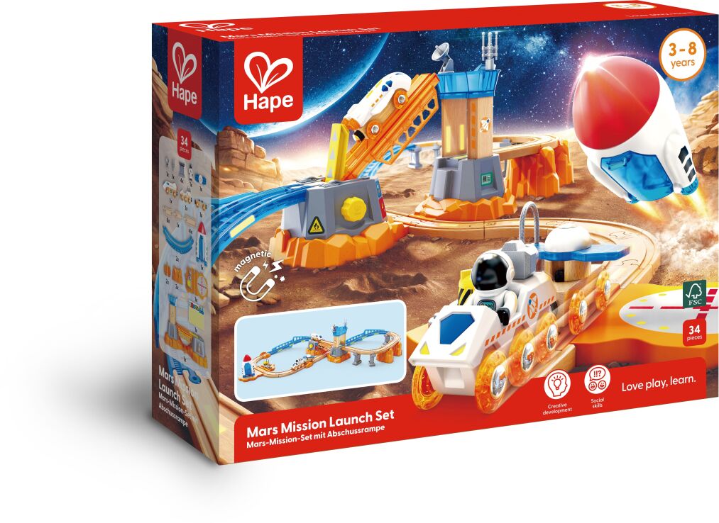 Hape Railway Ξύλινος Σιδηρόδρομος Αποστολή Στο Διάστημα (E3798) (1)