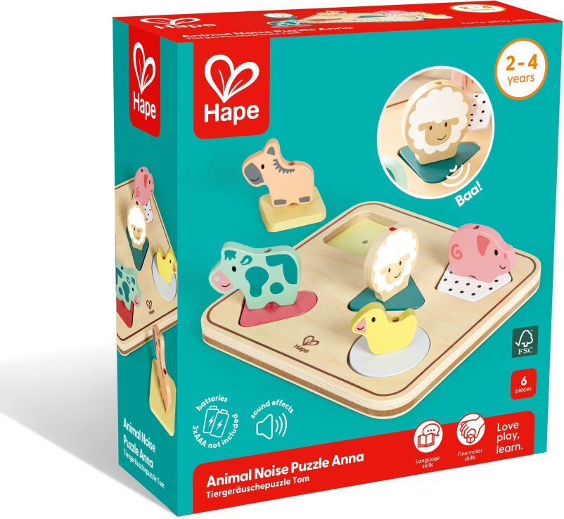 Hape Happy Puzzles Ξύλινο Παζλ Ζωάκια Animal Noise-Puzzle Anna (E8536X) (1)