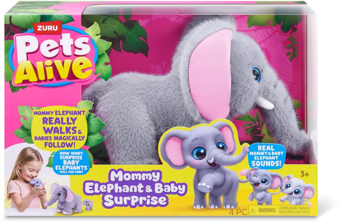 Zuru Λούτρινo Pets Alive Mama Elephant & Baby (9570) (1)