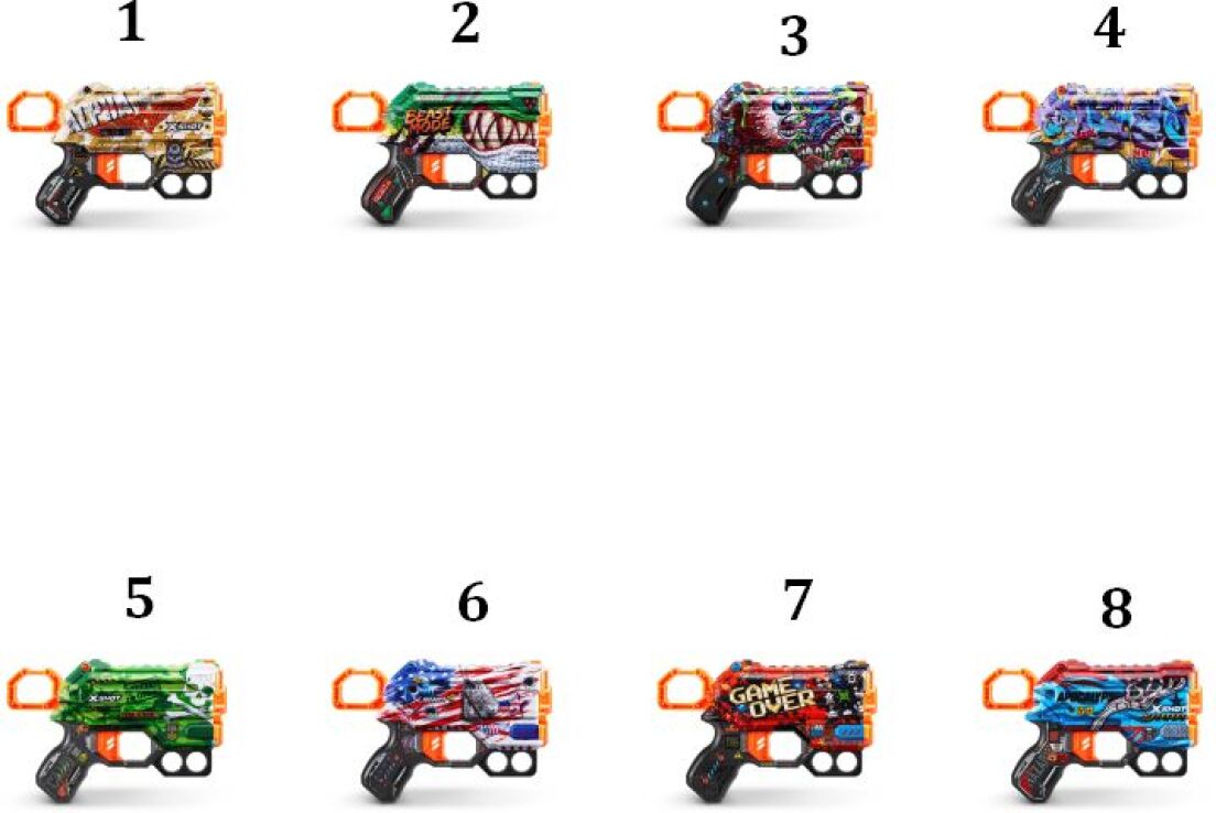 Zuru X-Shot Skins Menace 8 Darts-8 Σχέδια (36515) (1)