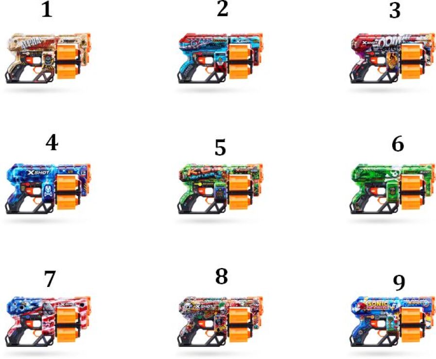 Zuru X-Shot Skins Dread 12 Darts-9 Σχέδια (36517) (1)