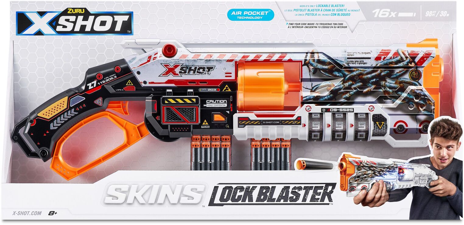 Zuru X-Shot Skins Lock Blaster 16 Darts (36606) (1)