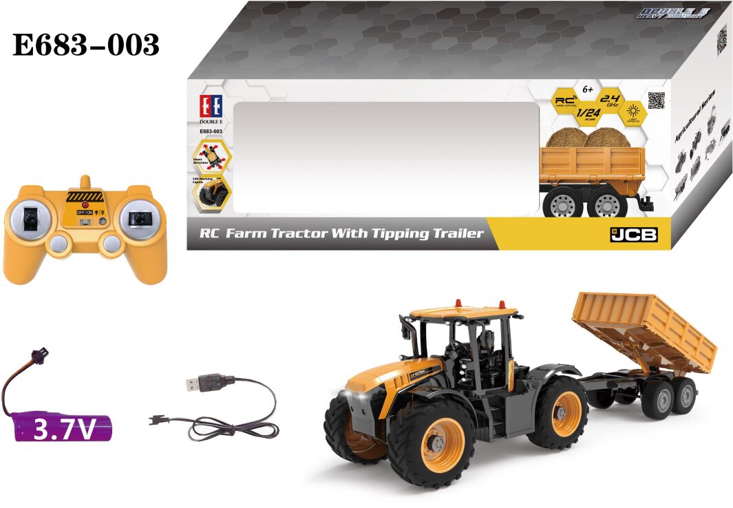 BW Τηλεκατευθυνόμενο Farm Tractor 1:24 With Trailer & Light (E683-003) (0)