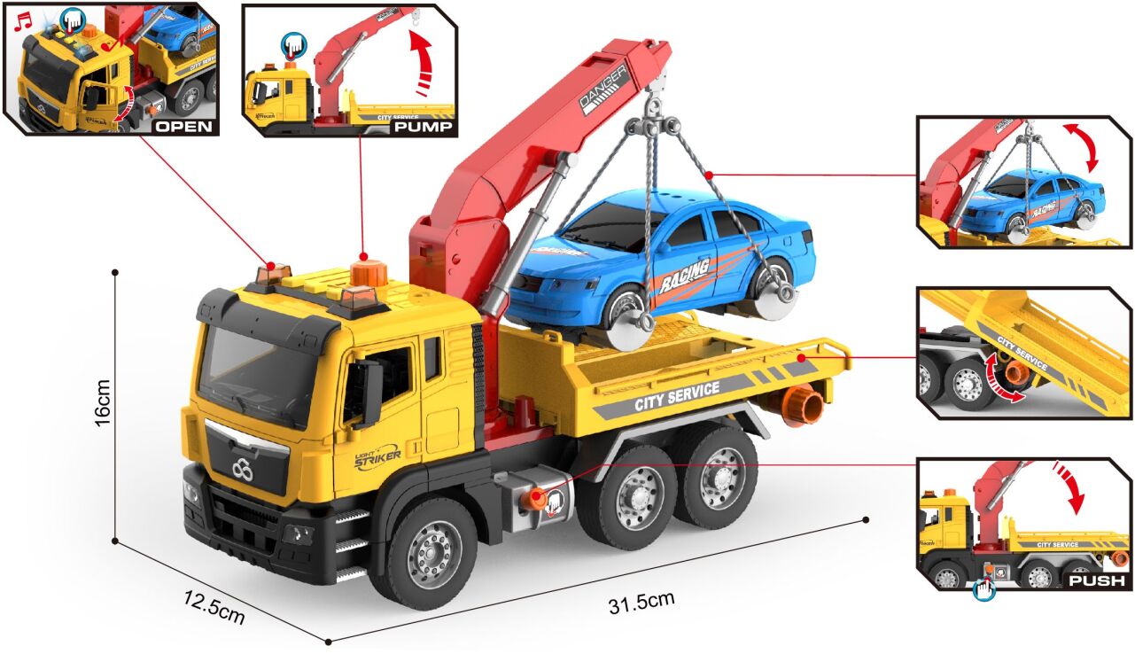 BW F/P Φορτηγό Με Γερανό & F/W Όχημα 1:10 (WY1119A) (0)