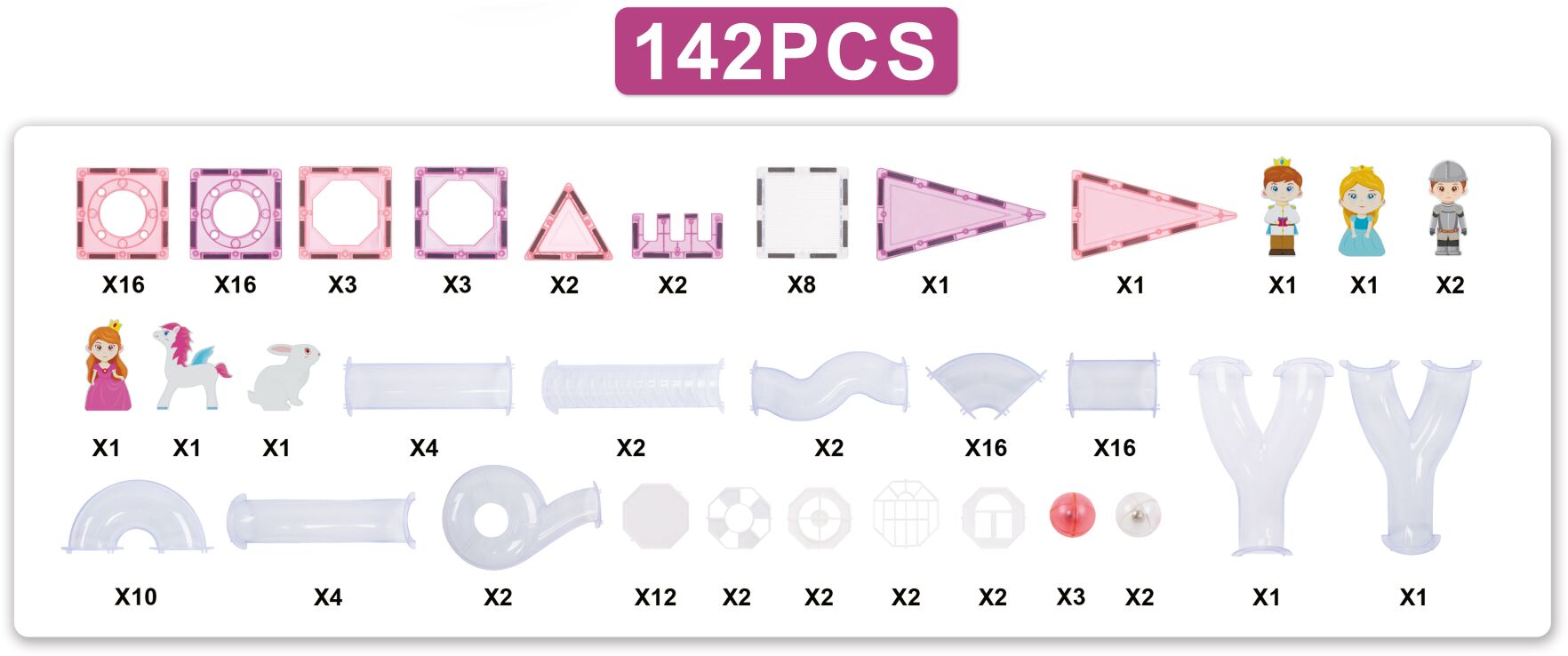 BW Magnetic Tiles Πριγκιπικό Κάστρο 142Τμχ. (X2125) (2)