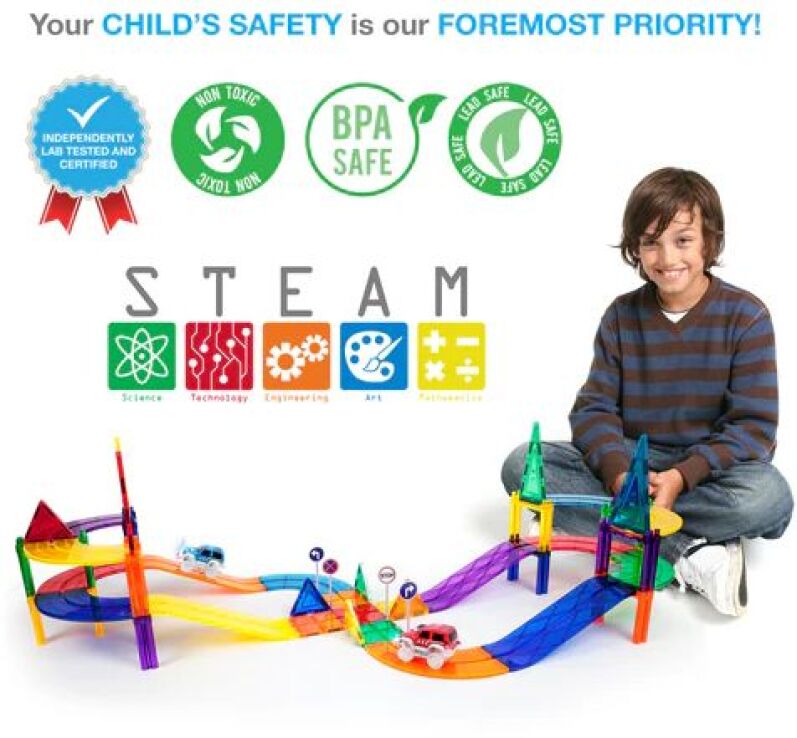 Picasso Tiles Magnetic Building Racing Track Set 80Τμχ (PTR80) (4)