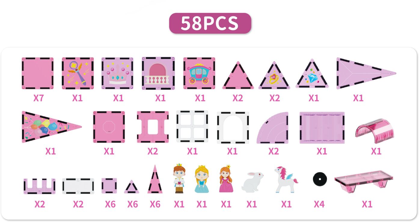 BW Magnetic Tiles Πριγκίπισσες 58Τμχ (X6031) (2)