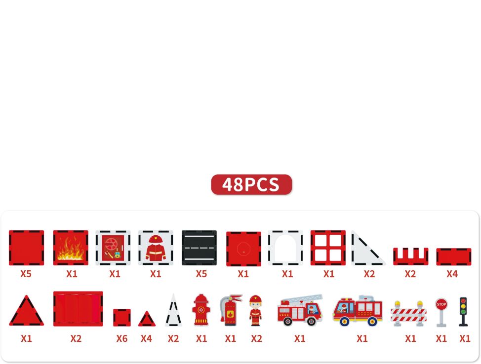 BW Magnetic Tiles Πυροσβεστική Fire Control 48Τμχ (X6037) (2)