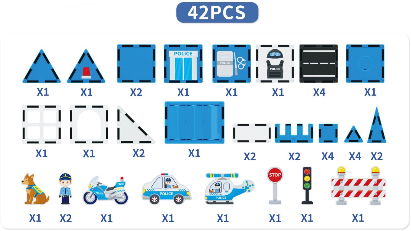 BW Magnetic Tiles Αστυνομία 42Τμχ (X6039) (2)