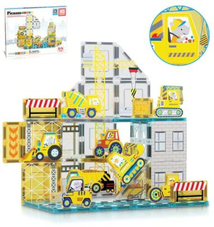 Picasso Tiles Construction Set With 8 Vehicles 45Τμχ (PTQ11) (0)