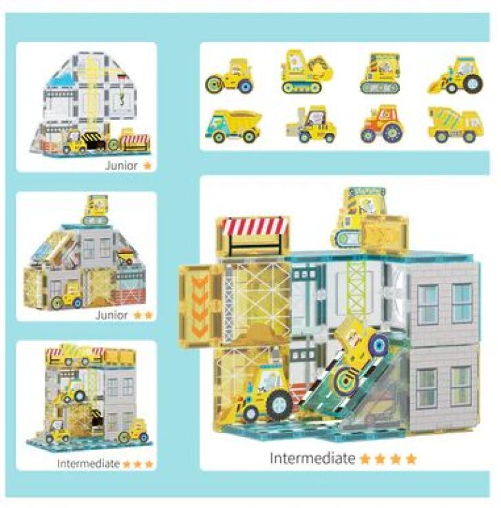 Picasso Tiles Construction Set With 8 Vehicles 45Τμχ (PTQ11) (3)