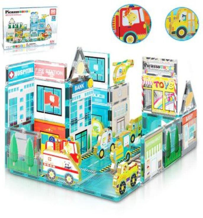 Picasso Tiles Metro City Set With 8 Vehicles 50Τμχ (PTQ14) (0)