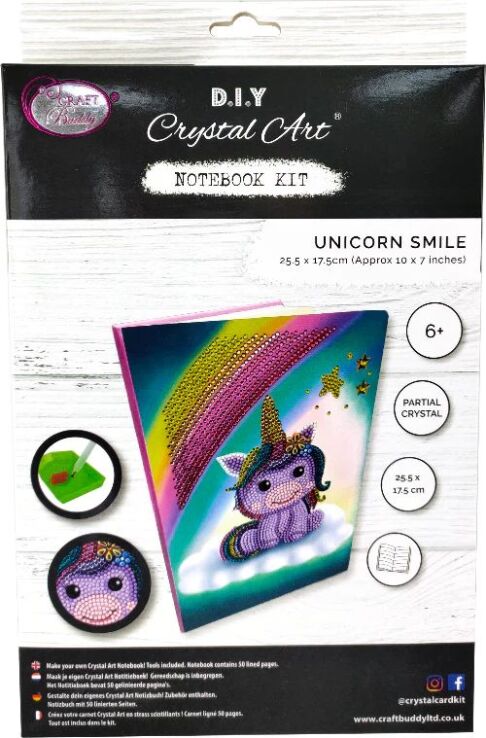 Craft Buddy Notebook Crystal Art Unicorn Smile (CANJ-3) (1)