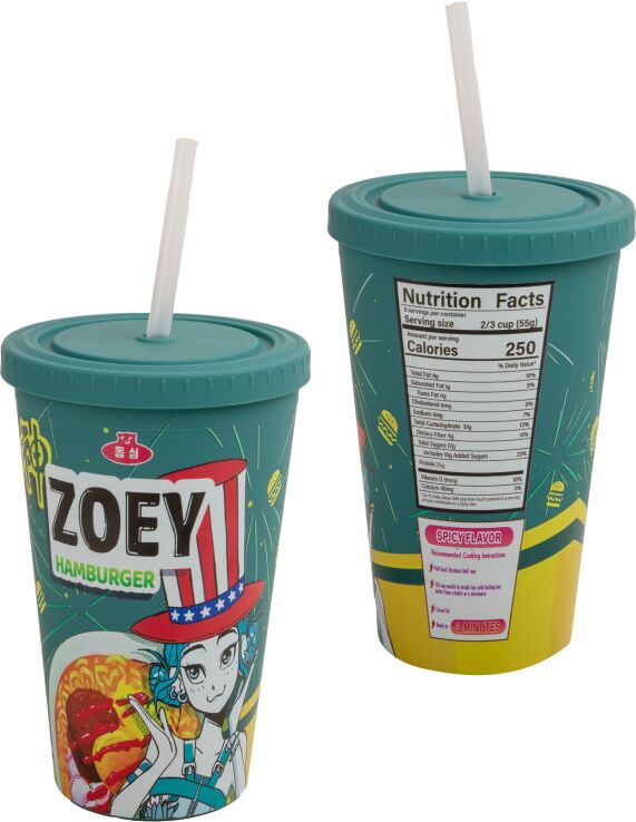 FBL K-Pop Demon Hunters Zoey:Hamburger Ποτήρι Με Καλαμάκι (CR4385) (4)