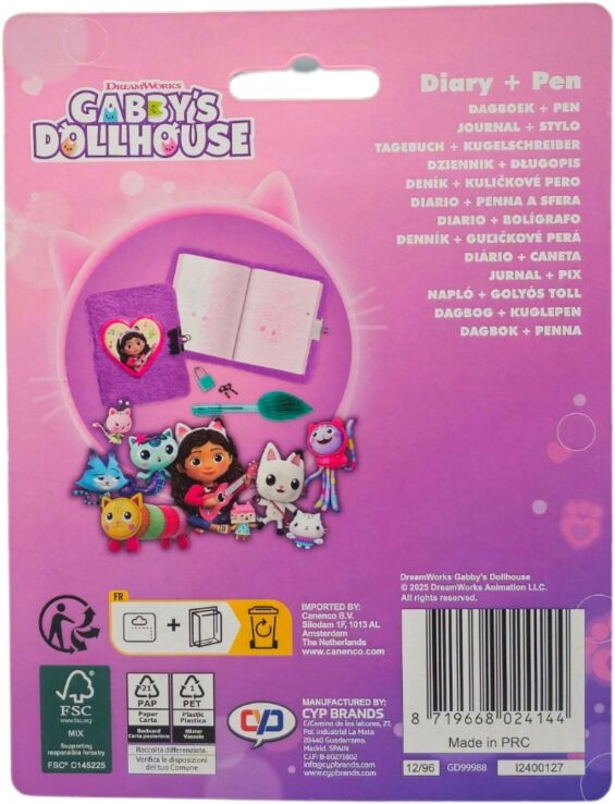 Canenco Gabby's Dollhouse Μini Ημερολόγιο Με Κλειδαριά & Στυλό (GD99988) (1)