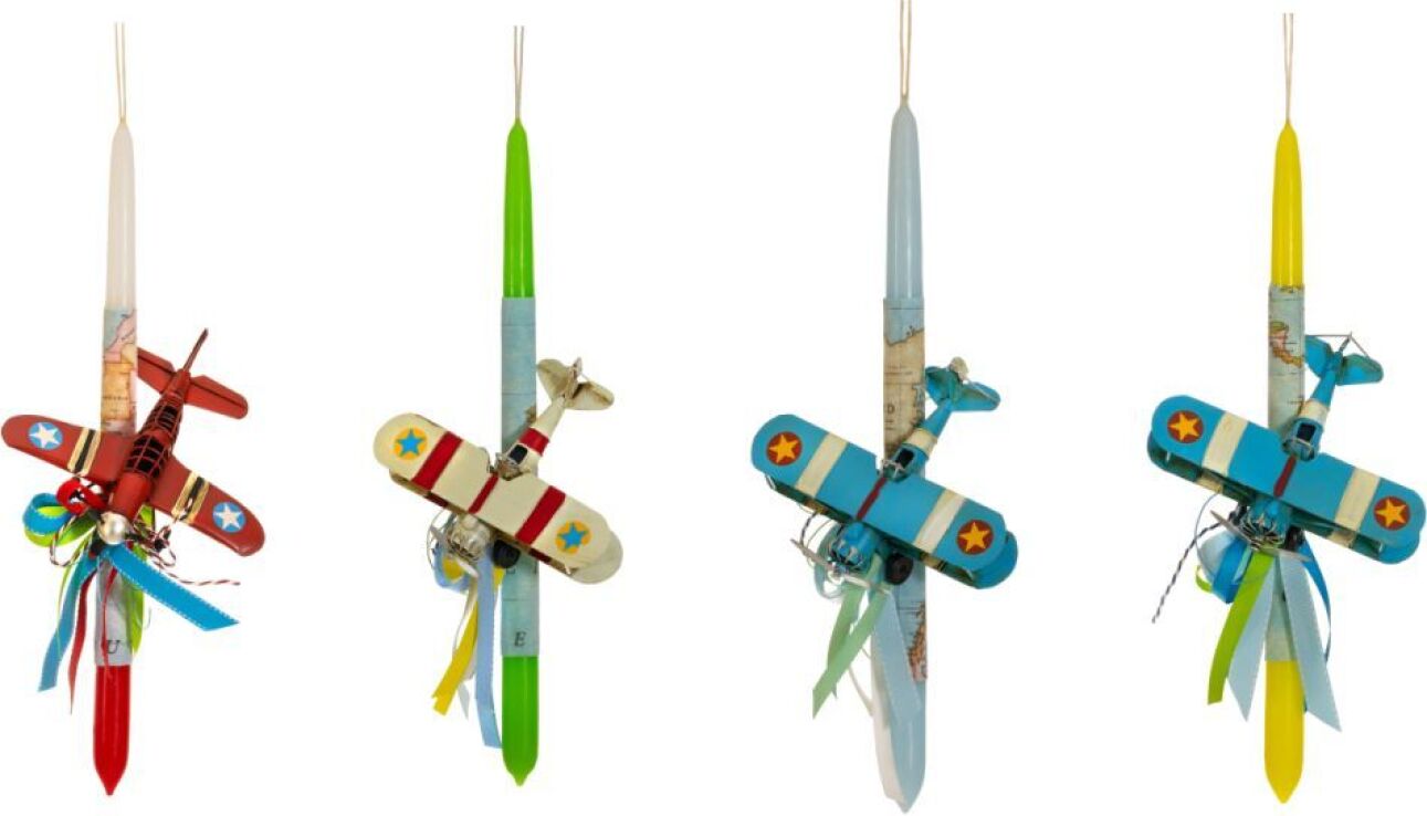 Χειροποίητη Πασχαλινή Λαμπάδα Αεροπλάνο Μεταλλικό Μεγάλο-5 Σχέδια (293840) (1)