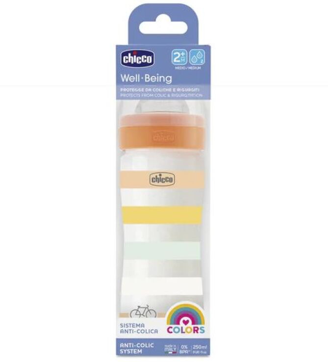 Chicco Μπιμπερό Πλαστικό Well Being Unisex 250ml Θηλή Σιλικόνης (A60-28623-31) (1)