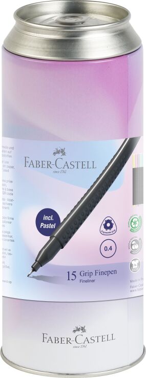 Faber Castell Finepen Grip Μεταλλική Κασετίνα 0.4mm 15Τμχ (12310966) (0)