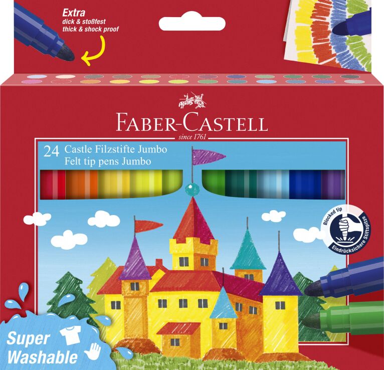 Faber Castell Μαρκαδόροι Χοντροί Super Washable Σετ 24Τμχ (12311001) (0)