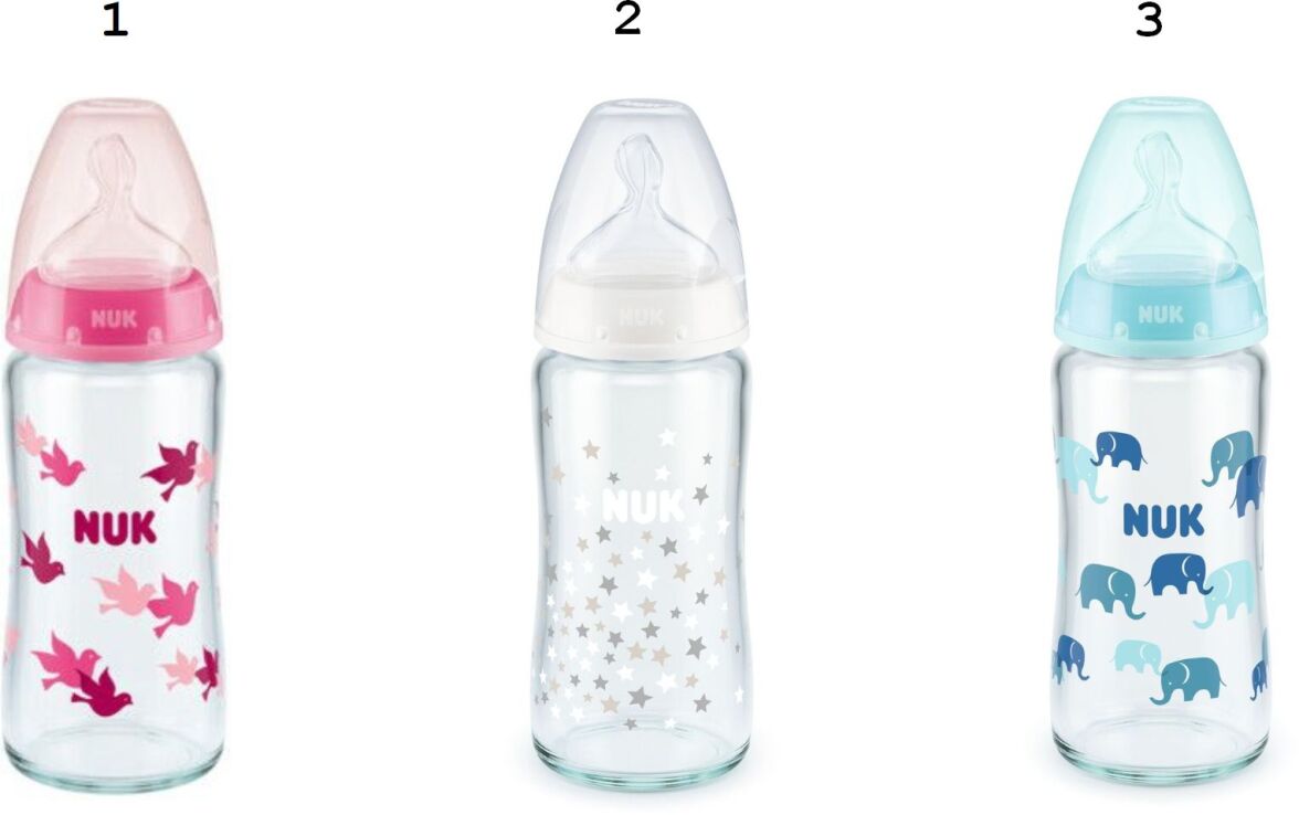 Nuk Μπιμπερό Γυάλινο First Choice Plus 240ml Θ.Σ.Μ1-3 Σχέδια (10745124) (1)