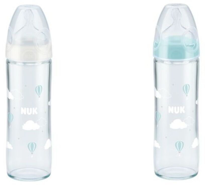 Nuk Μπιμπερό Γυάλινο 240ml Σιλικόνης New Classic-2 Σχέδια-1Τμχ (10745080) (0)